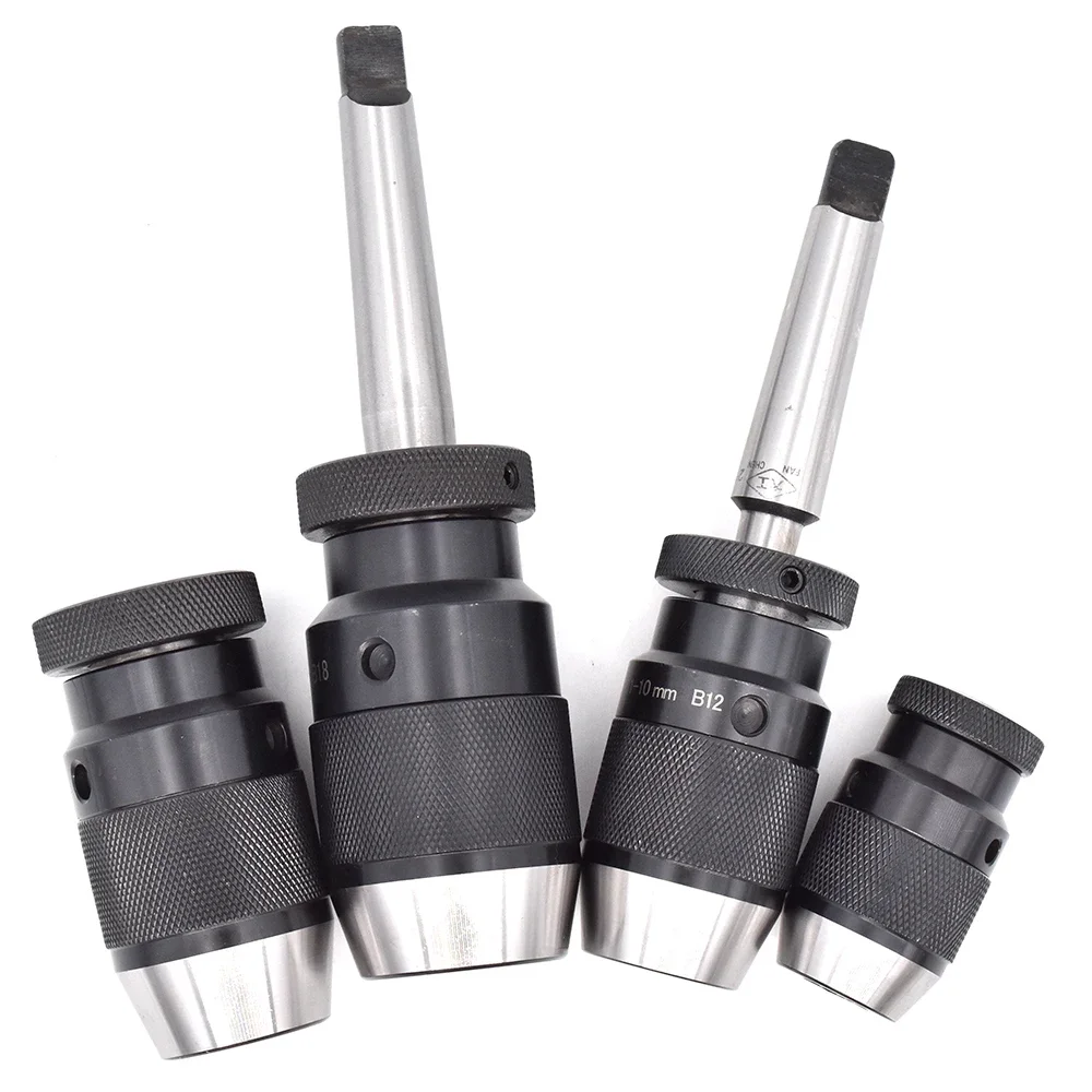 Keyless Drill Chuck B10 B12 B16 B18 tapper chuck Self Tightening tool MT2 MT3 MT4 R8 C12for drilling machine