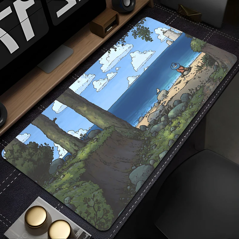 لوحة ماوس ممتدة للألعاب مع حواف مخيطة حصيرة مكتبية معالج كرتوني قاعدة غير قابلة للانزلاق لوحة مفاتيح الكمبيوتر لأجهزة الكمبيوتر المحمول #3