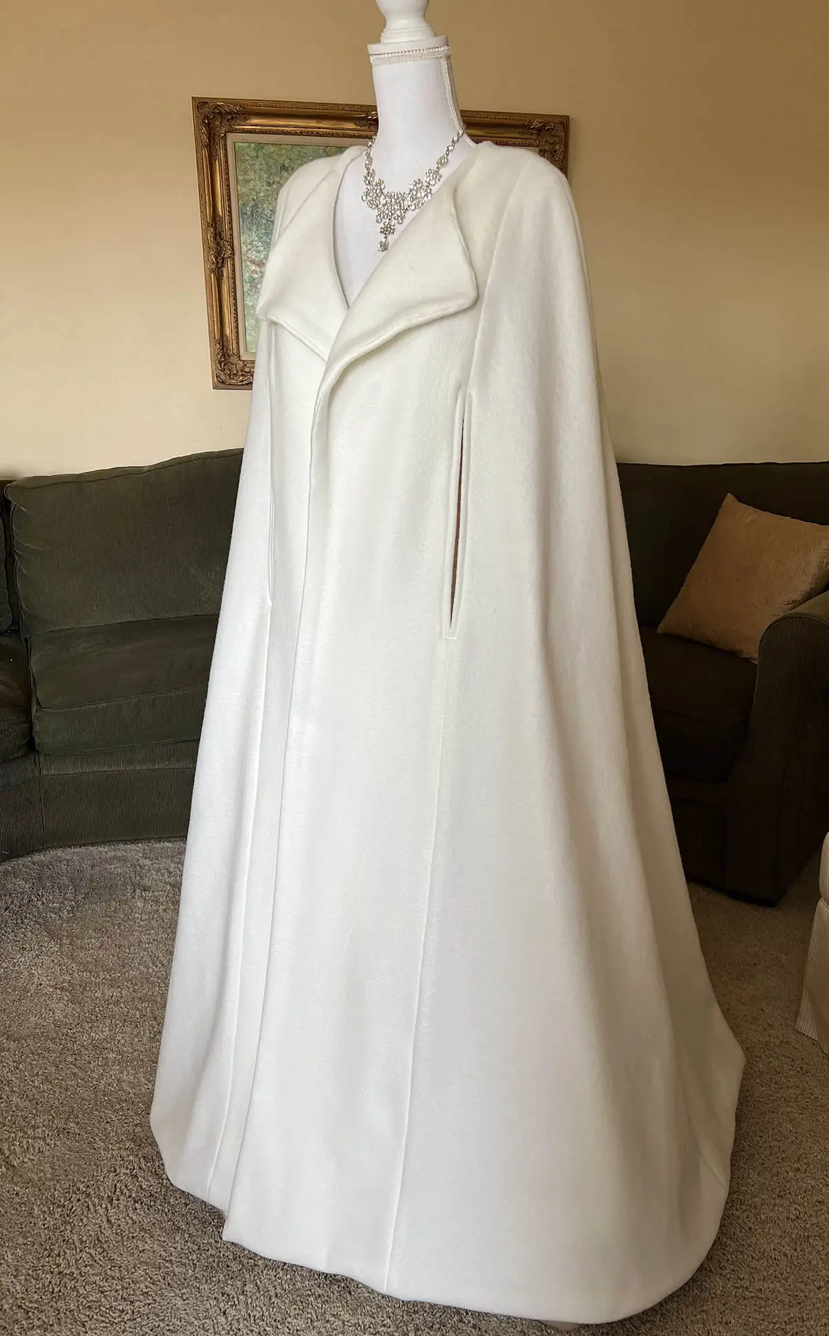 Cape de mariage vintage pour patients, veste longue en fibres, blanc ivoire, surdimensionné, accessoires de fête de mariée