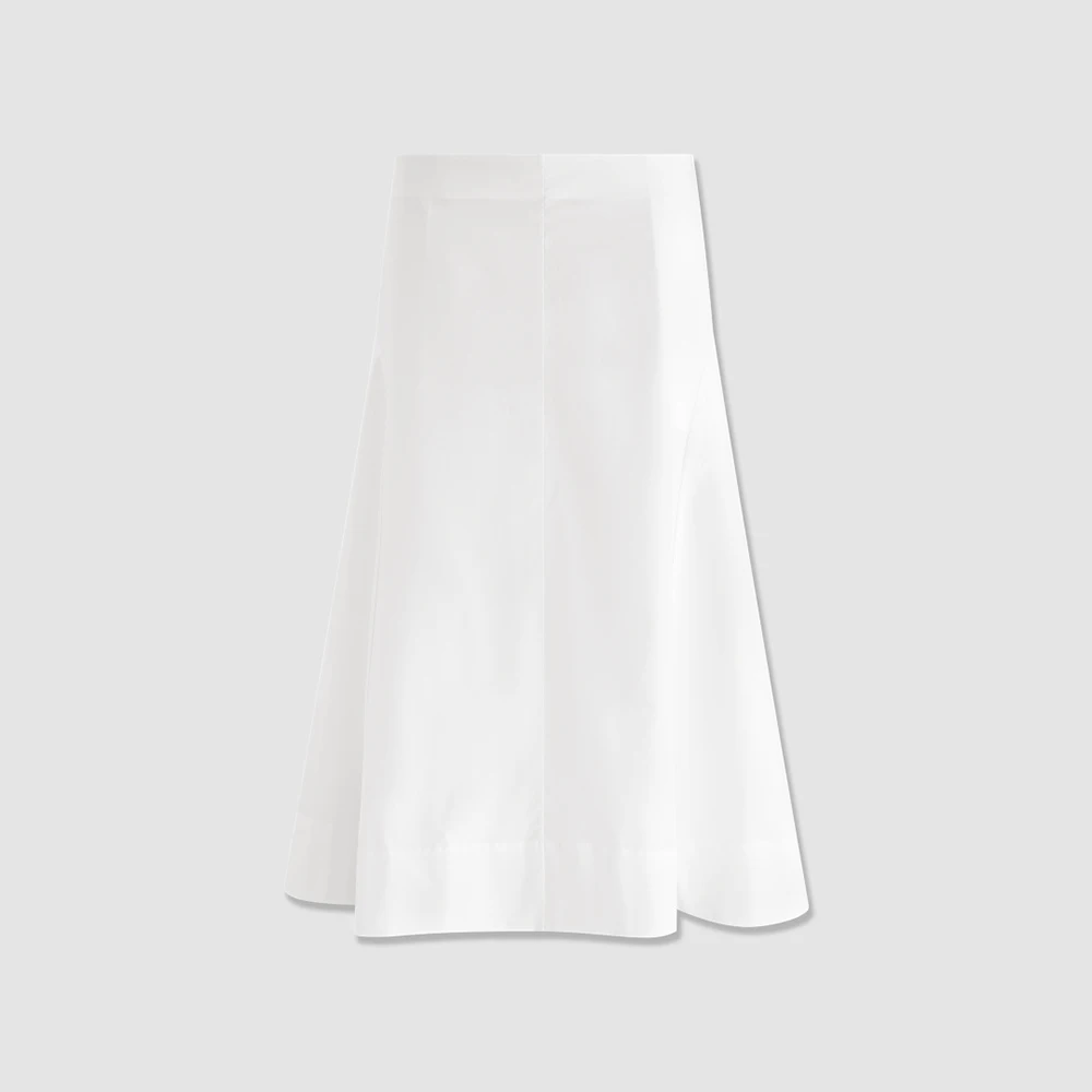 Ladies Pure Cotton Midi Skirt High Waist Flowy A-Line Skirt Elegant Mid Swing Skirt Minimalist Commuter Vacation Women Bottoms