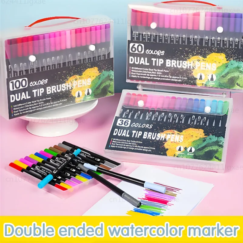 Leuchtende Doppelendige Aquarellmarker – Kunstset zum Zeichnen & Basteln, Langlebige Kunststoffkörper, Weihnachtsgeschenk