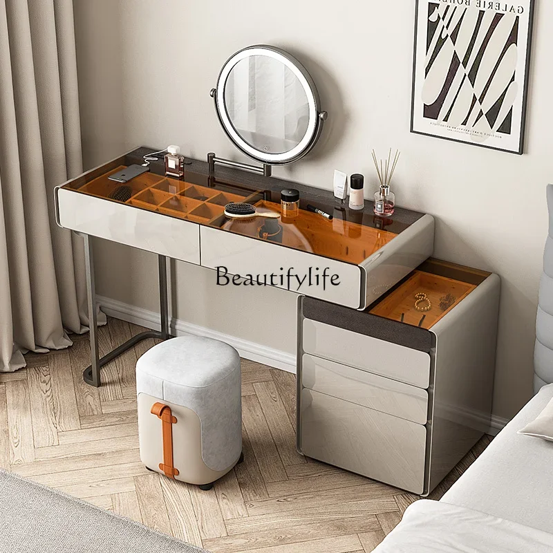 

01Italian minimalist dresser bedroom telescopic makeup desk dual-purpose modern minimalist storage
