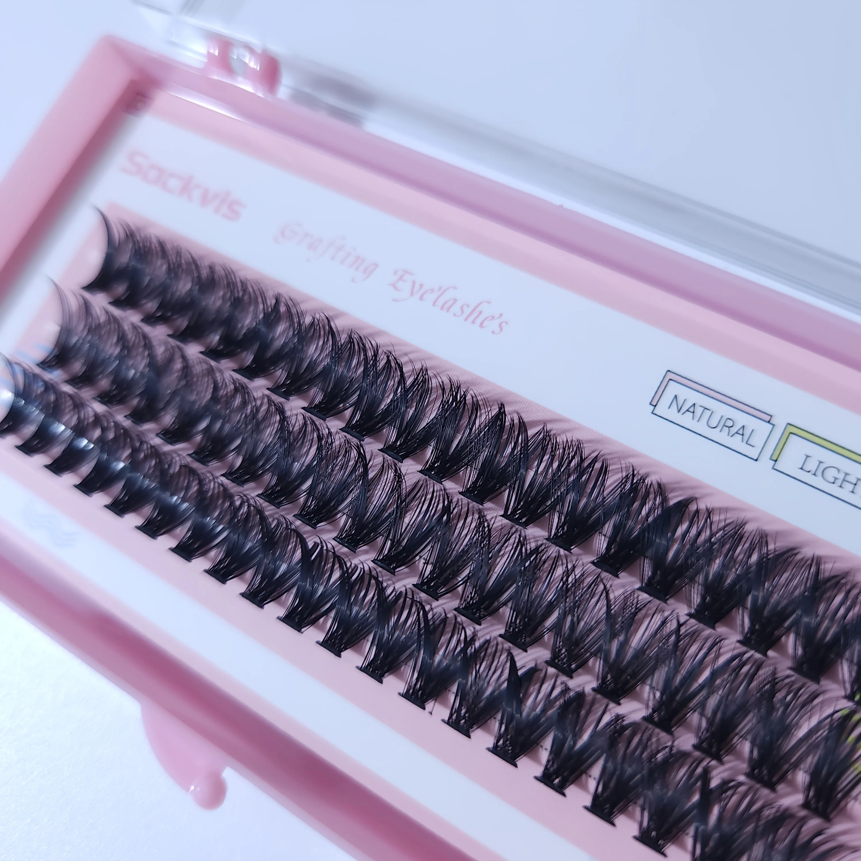 Sackvis 10 صناديق من 40D الرموش الصناعية الوردية 0.07 مم 9/10/11/12/13/14 مم مجموعات الرموش الطبيعية المختلطة #4