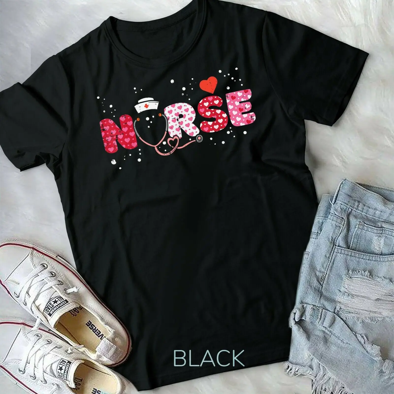 Nurse Valentines Day Valentine ER ICU NICU RN Nurses Women Unisex T-shirt