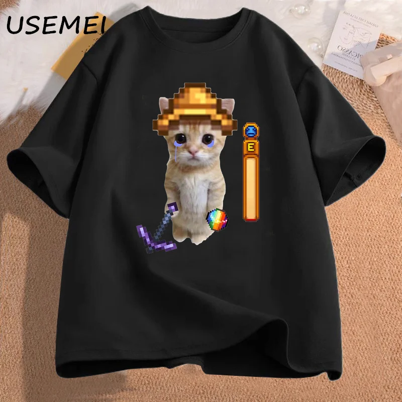 Stardew Valley El Gato T Shirt Mens Clothes Streetwear High Quality Cotton Short Sleeve Game Graphic T Shirts Streetwear Tees