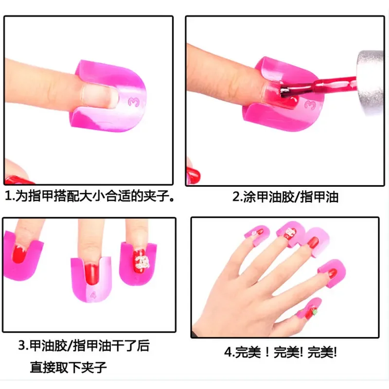 26-delige U-vormige nagellakbeschermers Curve-vorm Vingerafdekking Morsbestendige sjabloonclips Gids Manicure Nail Art Tool