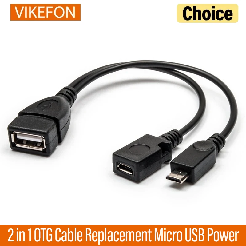 VIKEFON 2 in 1 OTG Cable Replacement for Fire Stick 4K Compatible with Android Phone Tablet Micro USB Host with Micro USB Power