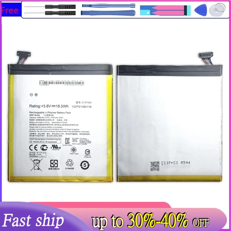 

New C11P1502 4890mAh Battery for ASUS ZenPad 10 ZenPad10 Z300CG Z300CL P01T Z300M Z300C P023 10.1 Batteria + Tools