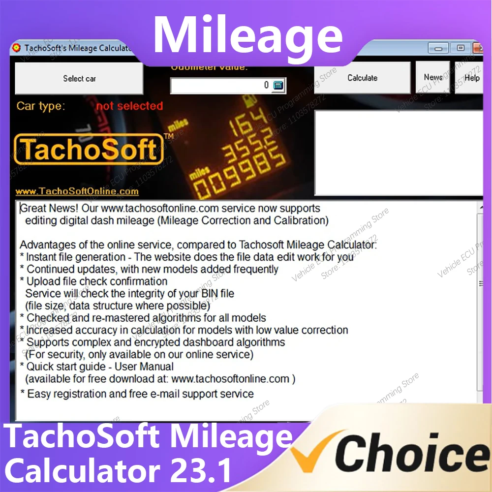 

Reduce mileage control mileage TachoSoft Mileage Calculator 23.1 ECU Program Chip Debugging for Fo-rd/Hon-da/Hyu-ndai/Toy-ota