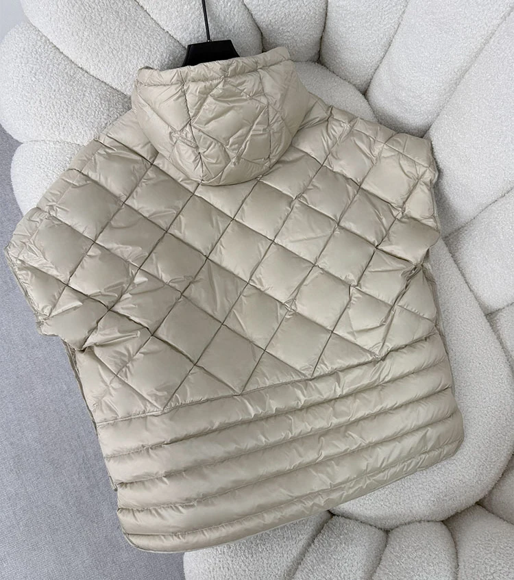 Schinteon Women 90% White Duck Down Irregular Vest with Hood Loose Sleeveless Jacket Solid Fashionable Autumn Winter Top 2026