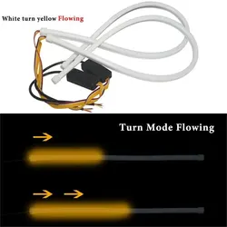 2PCS 30CM 45CM 60CM DRL Flowing Flexible LED White Turn Yellow Car Daytime Running Lights Turn Signal Angel Eyes Running LED 12V
