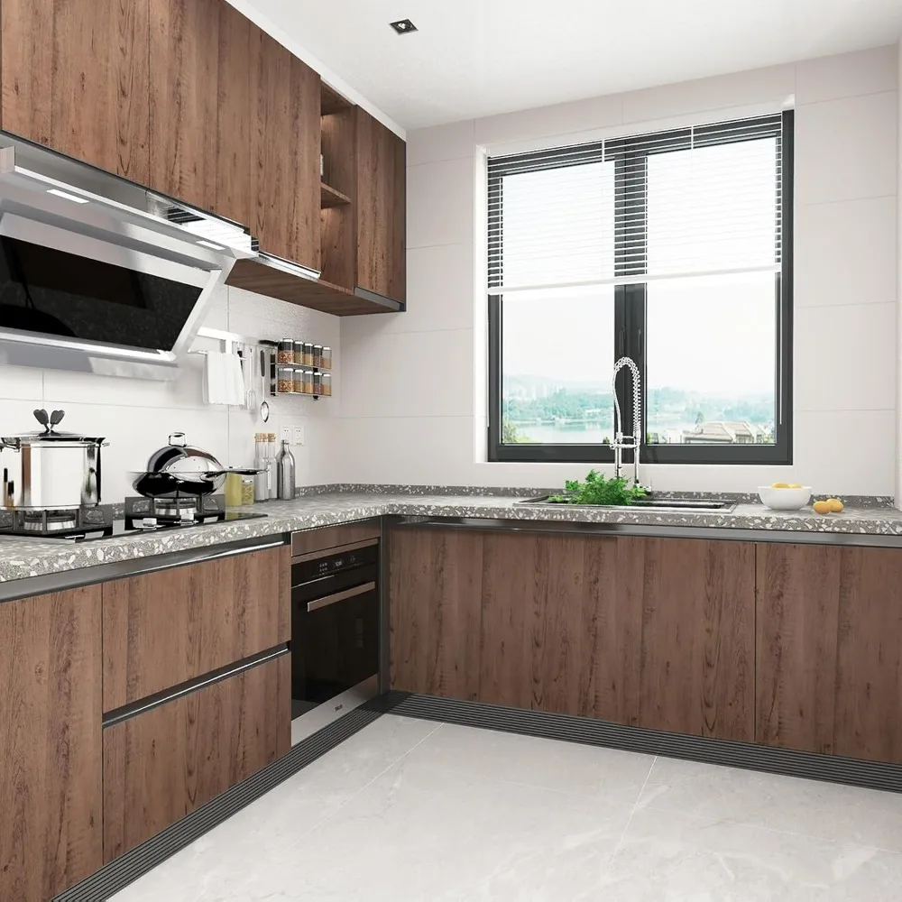 كبير بني داكن الخشب الحبوب قشر وعصا خلفية مقاوم للماء للإزالة ذاتية اللصق 48x196 بوصة ورق اتصال الخشب الصناعي fo