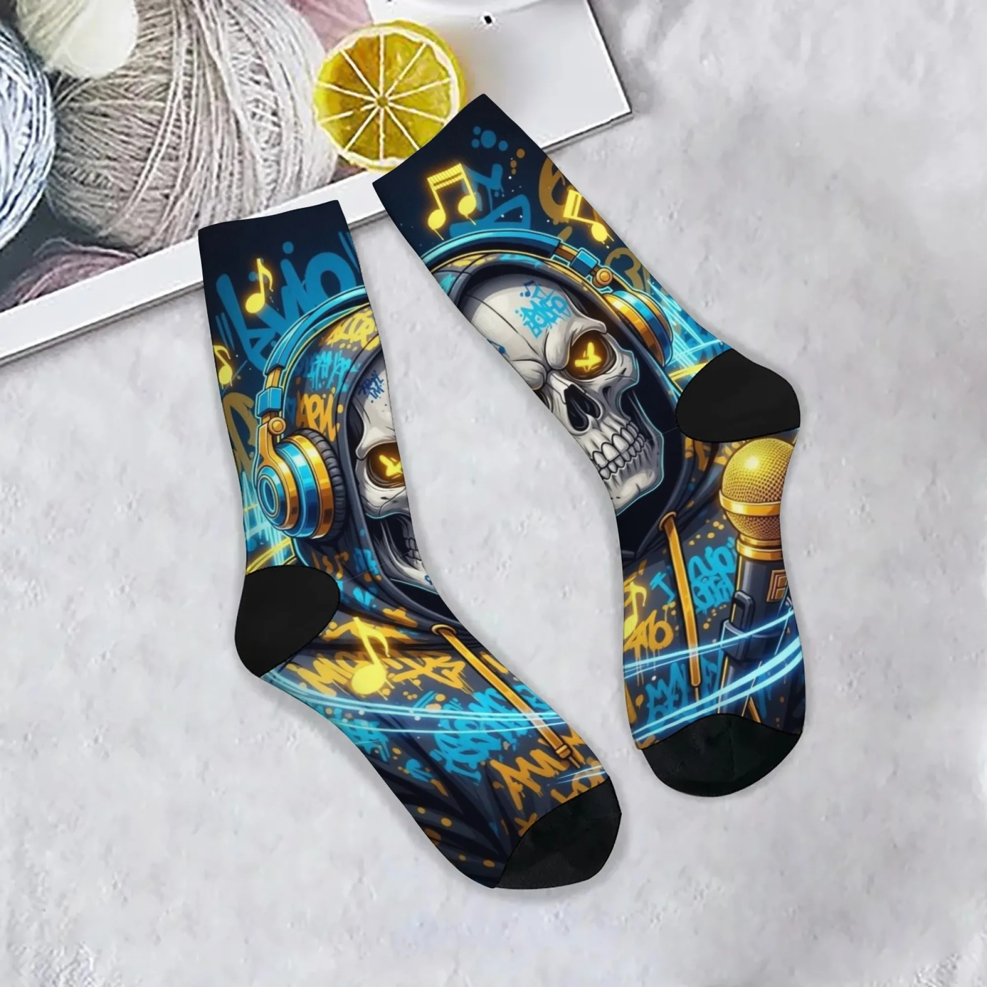 Rockmusik Metal Skull Herrensocken Neuheit Lustige Happy Crew Socken Crazy Street Hip-Hop Socken Outdoor Casual Sport Mode Socken
