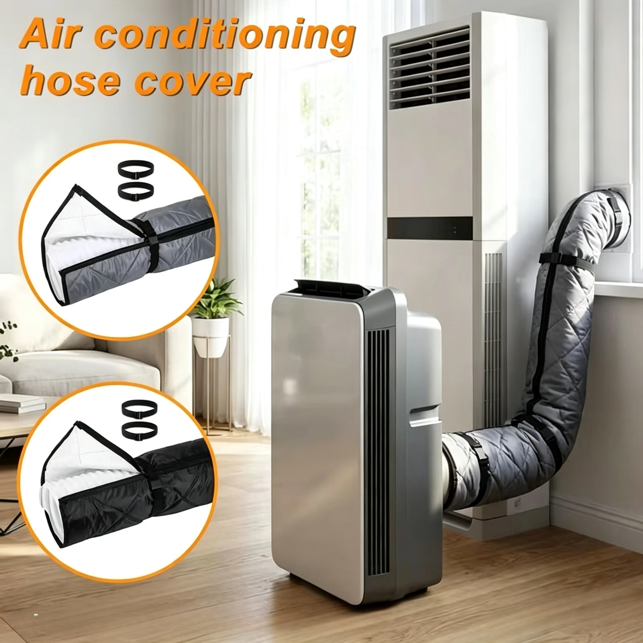 Portable Air Conditioner Hose Insulation Cover Aluminum Foil Foam Heat Shield Wrap for Exhaust Pipe Duct Vent Home Office  ﻿