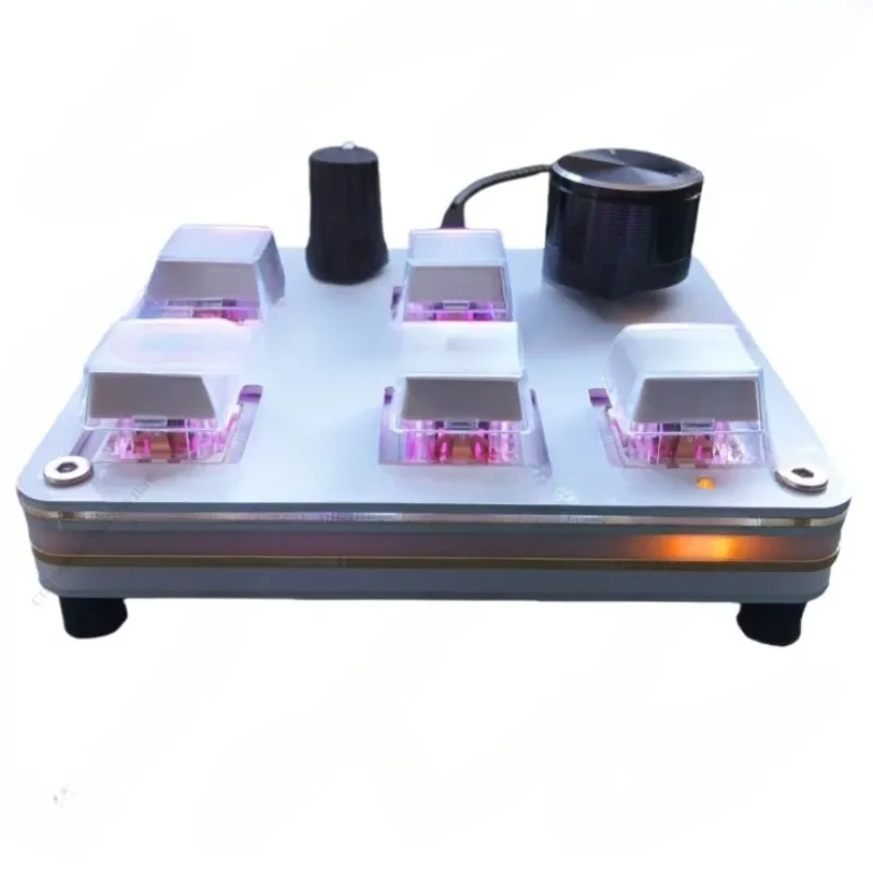 Music Playback Control Device With 2 Knobs Type-C Interface Support Custom Shortcut Mechanical Keyboard Music Controller