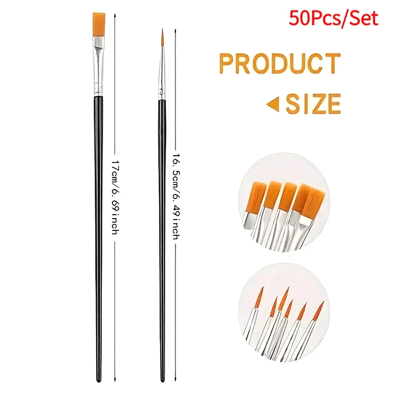 50Pcs Painting Brushes For Painting Handcraft Arts And Craft For Artistic Multifunction Hook Line Painting Equipment.