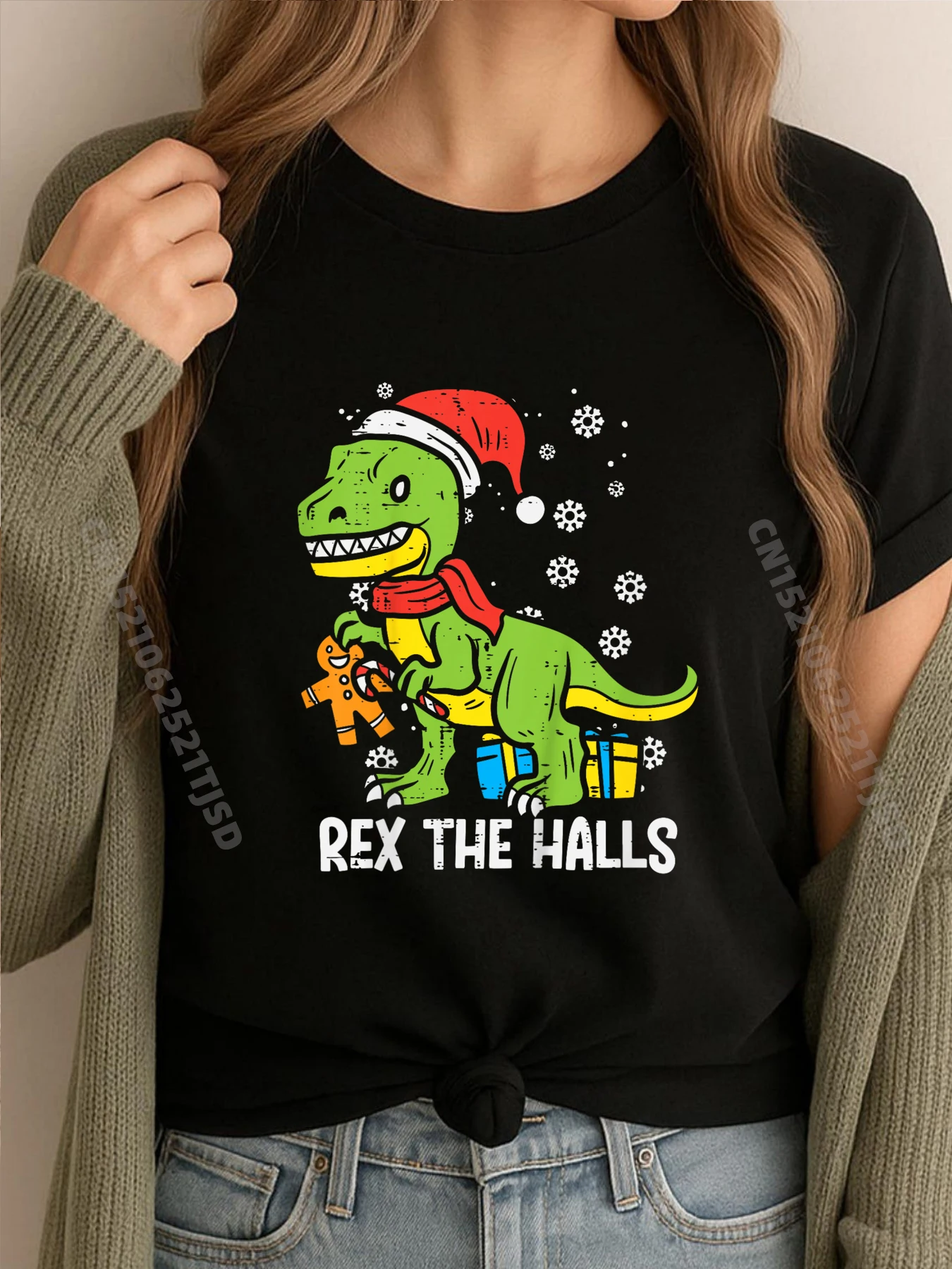 

Kids Rex The Halls Trex Dino Xmas Toddler Christmas Street Wear T Shirt Man Spring Mens Designer Clothes