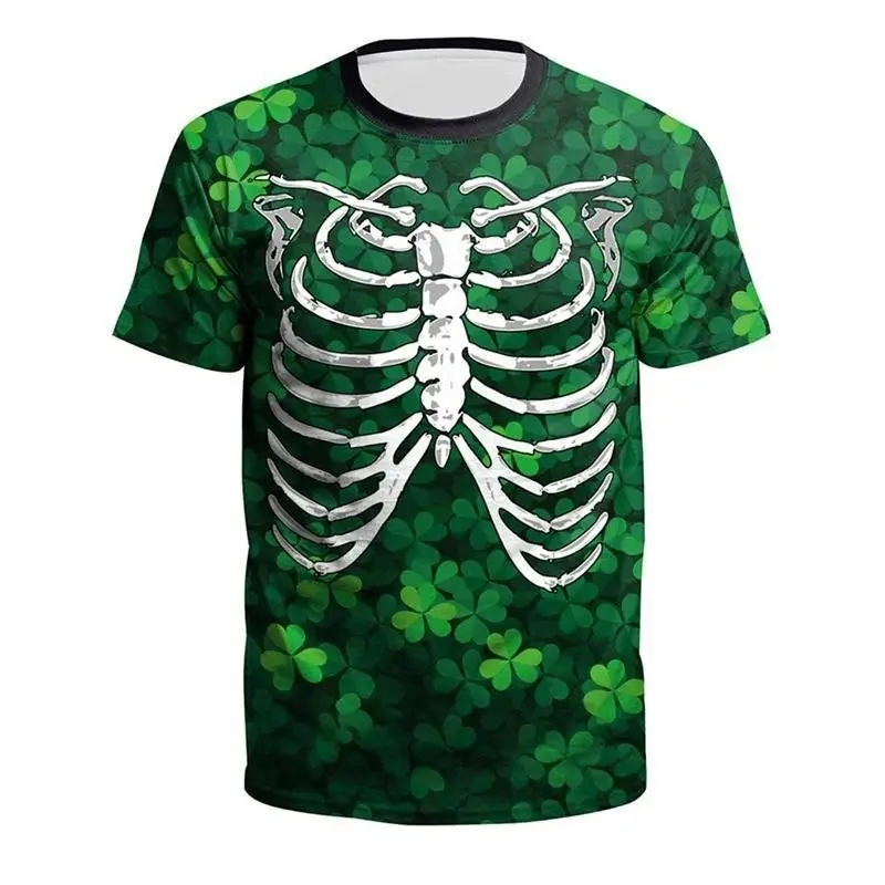 Men's Loose Short Sleeve T-Shirt with Three-Leaf Clover 3D Print Fake Tuxedo Streetwear Cool and Stylish