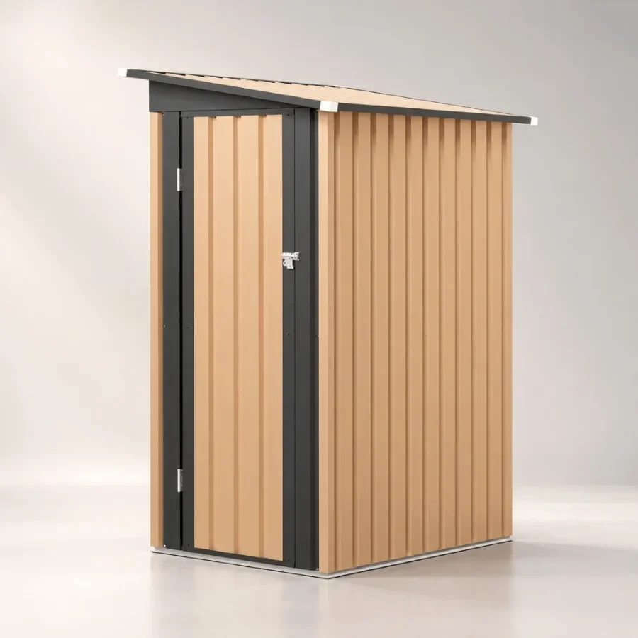 Metal Garden Shed 5x3 FT Outdoor Storage for Tools Bicycles, Galvanized Steel Pent Roof with Side Hinge Door, Heavy-Duty Weathe