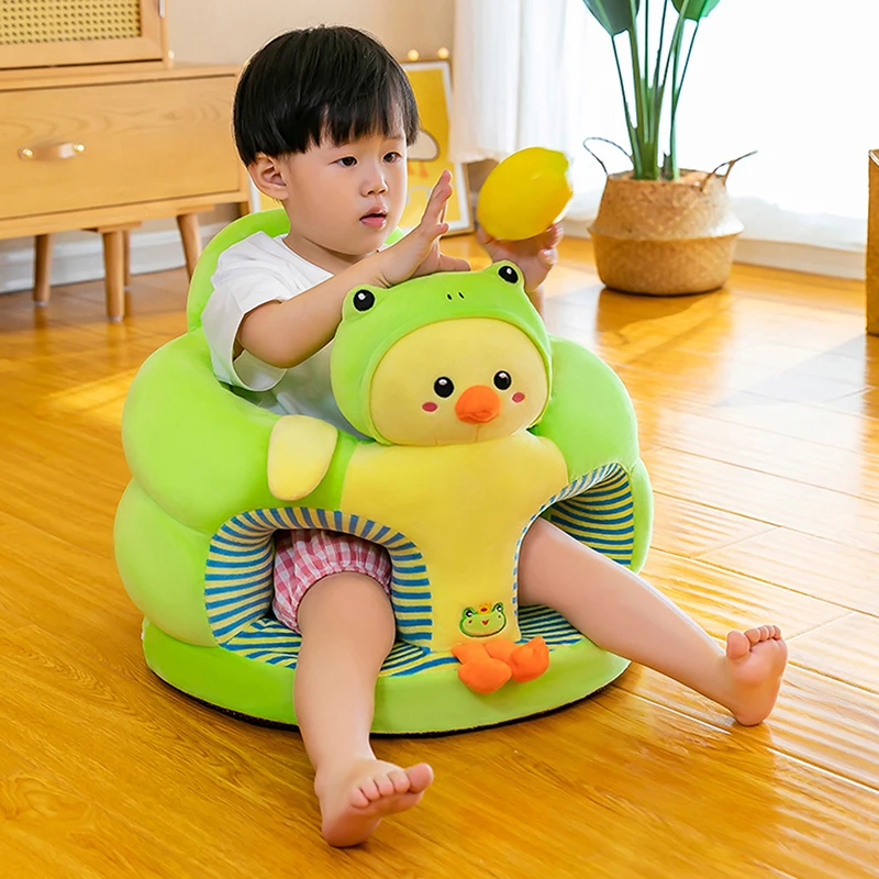 1PC Baby Learning Sitting Seat Sofa Cover Cartoon Case Plush Support Chair Toys(Sitting Chair Cover Not filled With Cotton!!)