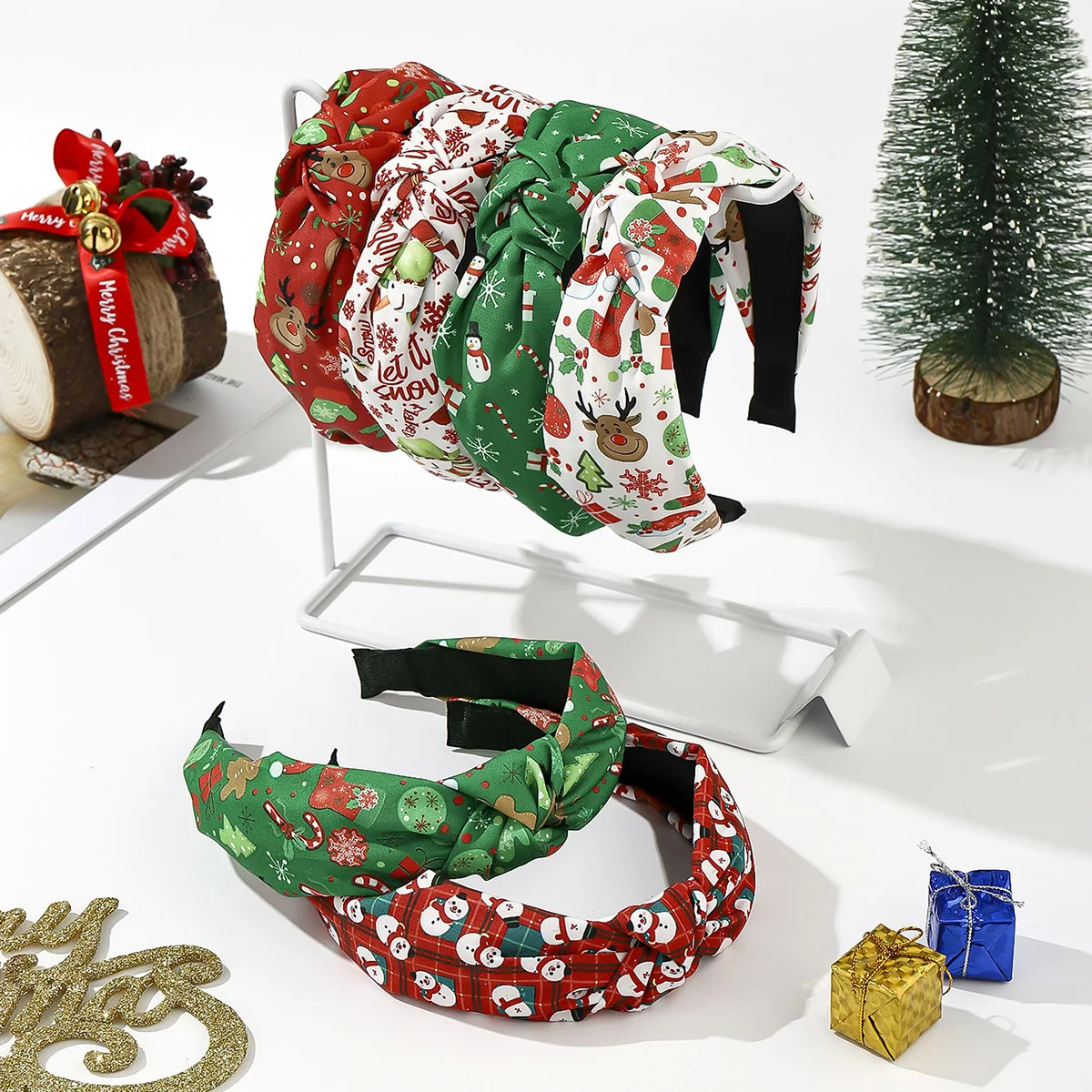 

Новые модные женские широкие повязки на голову с рождественским снеговиком, тканевые, с декором, оптом