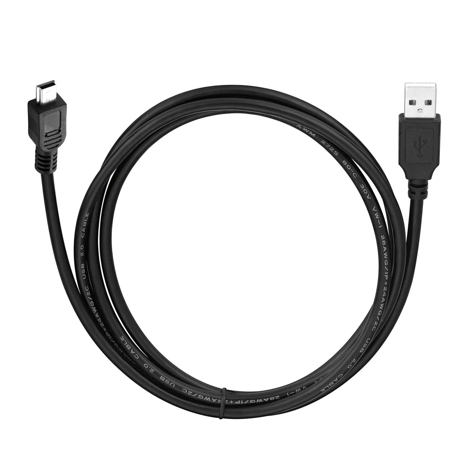 Bochara Mini 5Pin USB Cable USB 2.0 Type A to Mini 5Pin  Foil+Braided Shielded  30cm 50cm 100cm