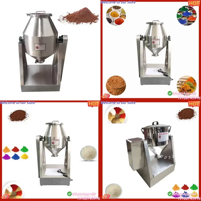 2026CE High Speed Rotating Drum Powder Mixer Stainless Steel Mixer Drum Rotary Dry Powder Mixer Machine Cone Blender