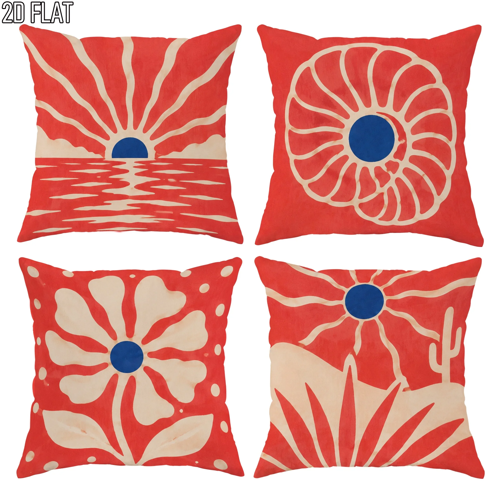 4pcs Boho Southwest Throw Pillow Covers Red White Sunset Desert Mandala Cushion Pillowcase Home Decor 45x45cm