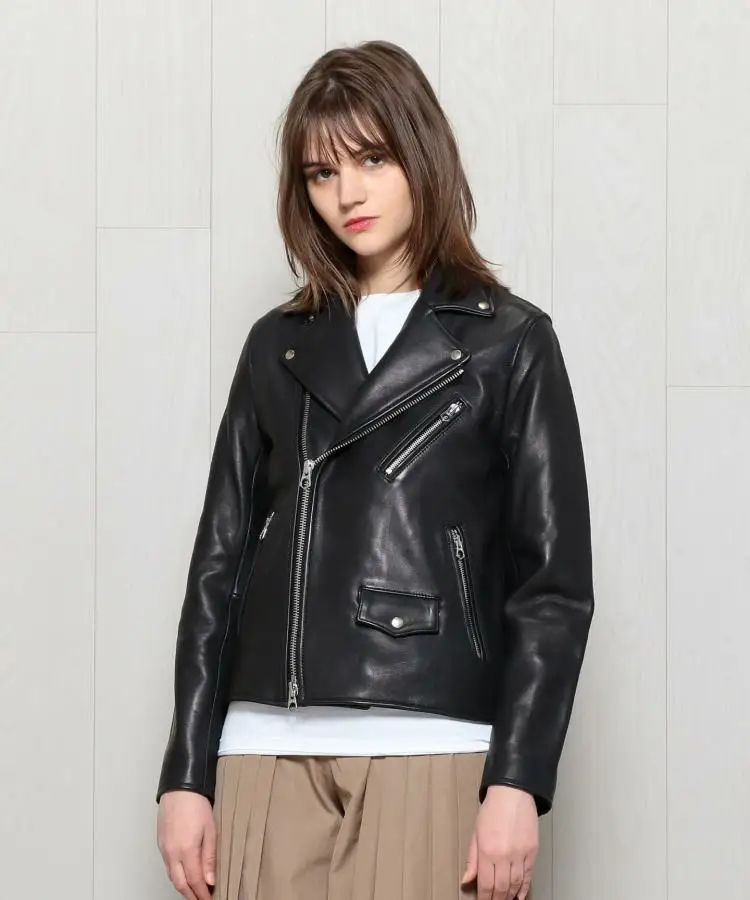 Jaet da motociclista in vera pelle da donna Strato superiore in pelle elettronica Hardware Faionable Commute Sle Long Sve Zipper asimmetrico