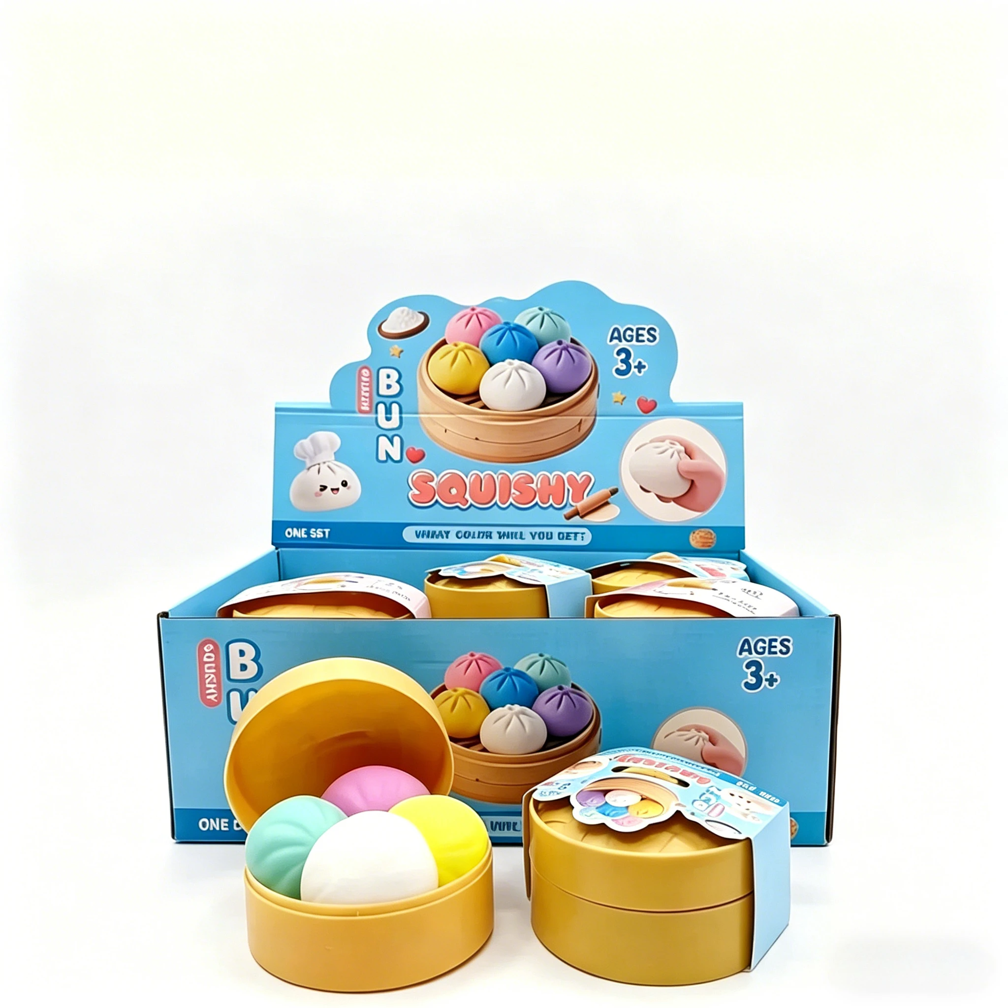 Aesthetic 4Pcs Bun Squishy: Antiestrés de Maltosa Sólida, Adorno de Comida Realista con Vaporizador, Juguete Sensorial Moderno para Adultos, Nuevo
