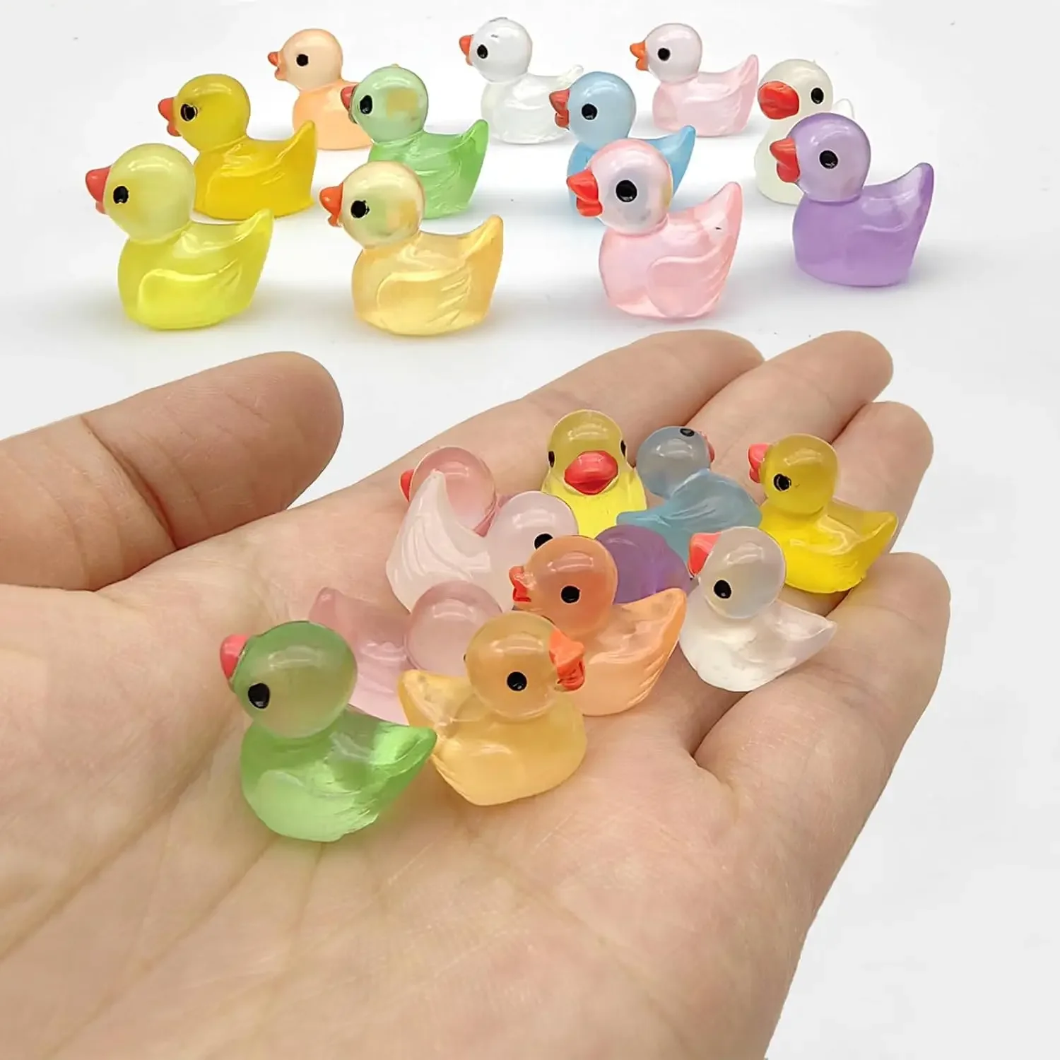 30/60/100PCS Glowing Mini Resin Little Ducks Moss Microlandscape Miniature Duck Figurines Fairy Garden Accessories Home Decor image 2