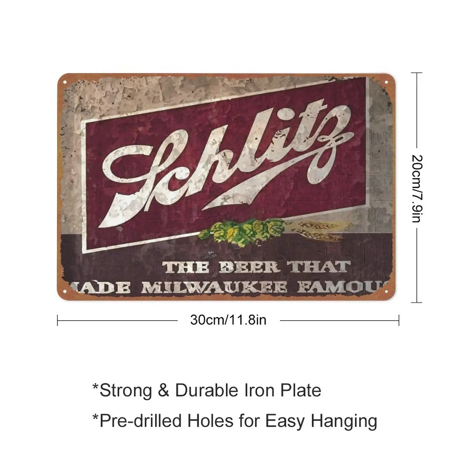 Beer Schlitz poster Poster Vintage Tin Sign for Bar Office Home Wall Decor Gift Retro Metal Sign 12 X 8 inch