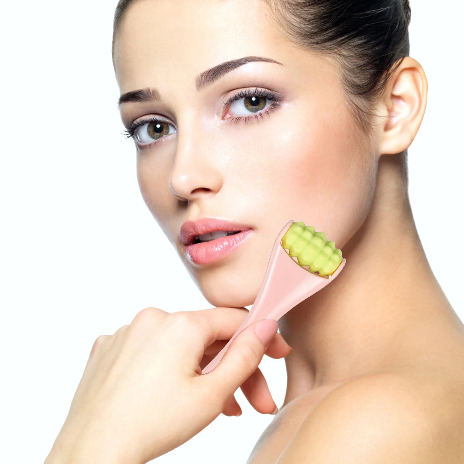 Rodillo masajeador Facial, herramientas para el cuidado de la piel, Gel de sílice verde, crema para ojos, dispositivo de belleza portátil para uso en viajes en casa, piel de ojos