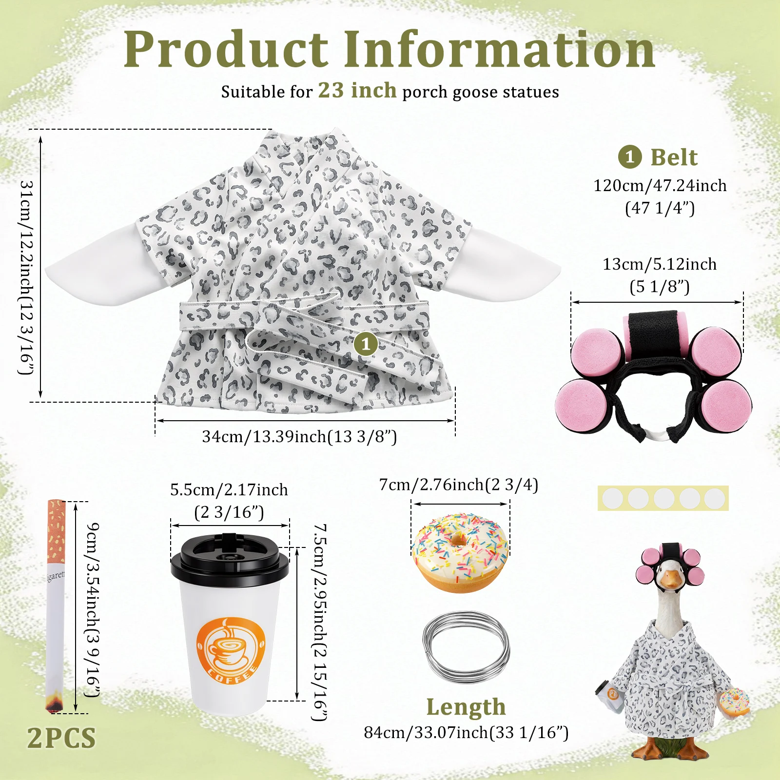 Lady Porch Goose Outfit Set Complete 23 Inch Goose Bathrobe Costume with Hair Curler Coffee Cup Donut and Cigarette Prop