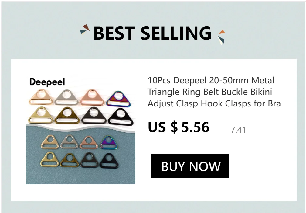 10Pcs Deepeel 20-50mm Metal Triangle Ring Belt Buckle Bikini Adjust Clasp Hook Clasps for Bra Strap Bag Webbing DIY Accessories