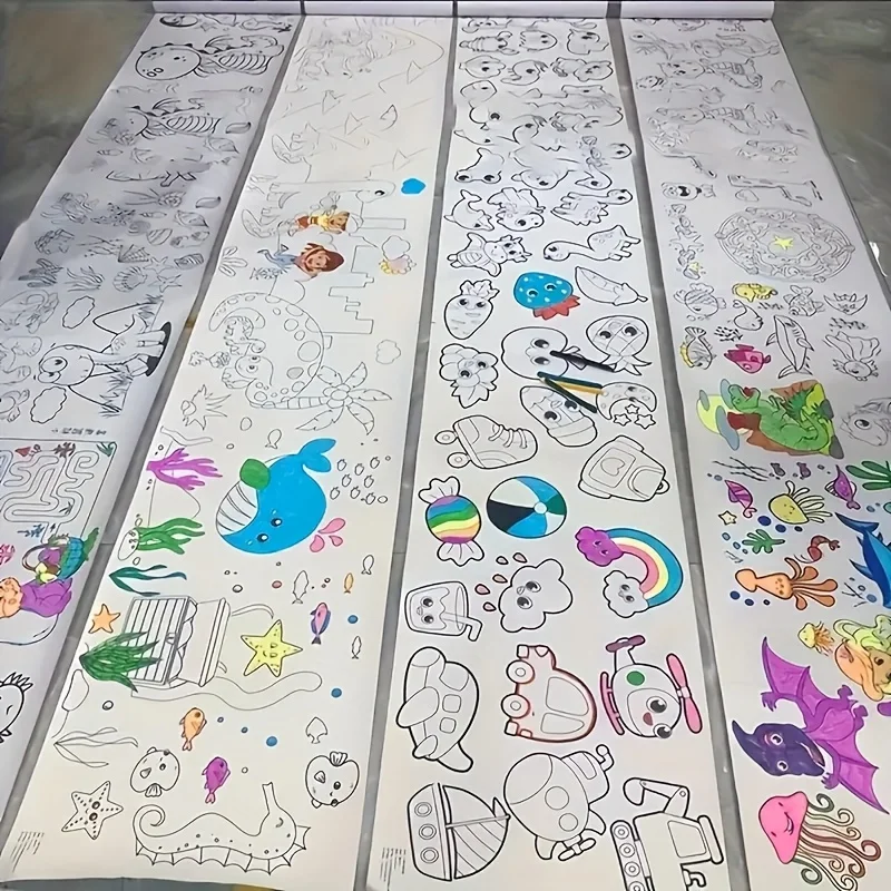 5-Rollen Graffiti-Papier – Zeichenpapier, schneidbar, geeignet zum Ausmalen und Zeichnen, Neujahr/Halloween/Weihnachtsgeschenke – Detail 1