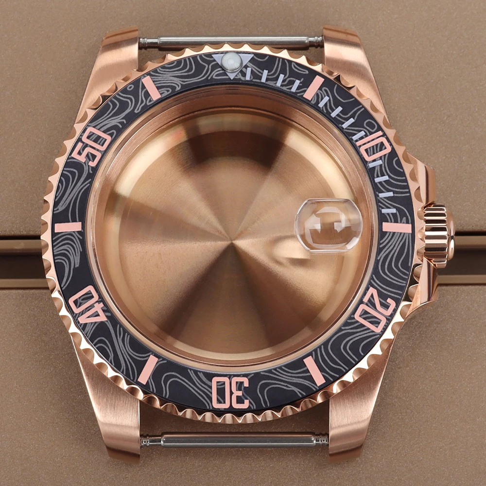 

PVD Rose Gold 40MM Watch Case Fashion Waterproof Sapphire Glass For NH35 NH36 NH38 NH34 Miyota 8215 ETA2824 Movement Accessories