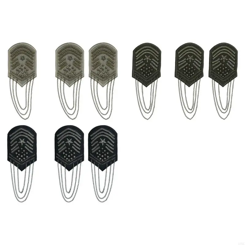 

49MC Punk Tassels Epaulet Shoulder Board Costume Shoulder Badge Decors Shoulder Mark Fringed Epaulet for Suit Accessories