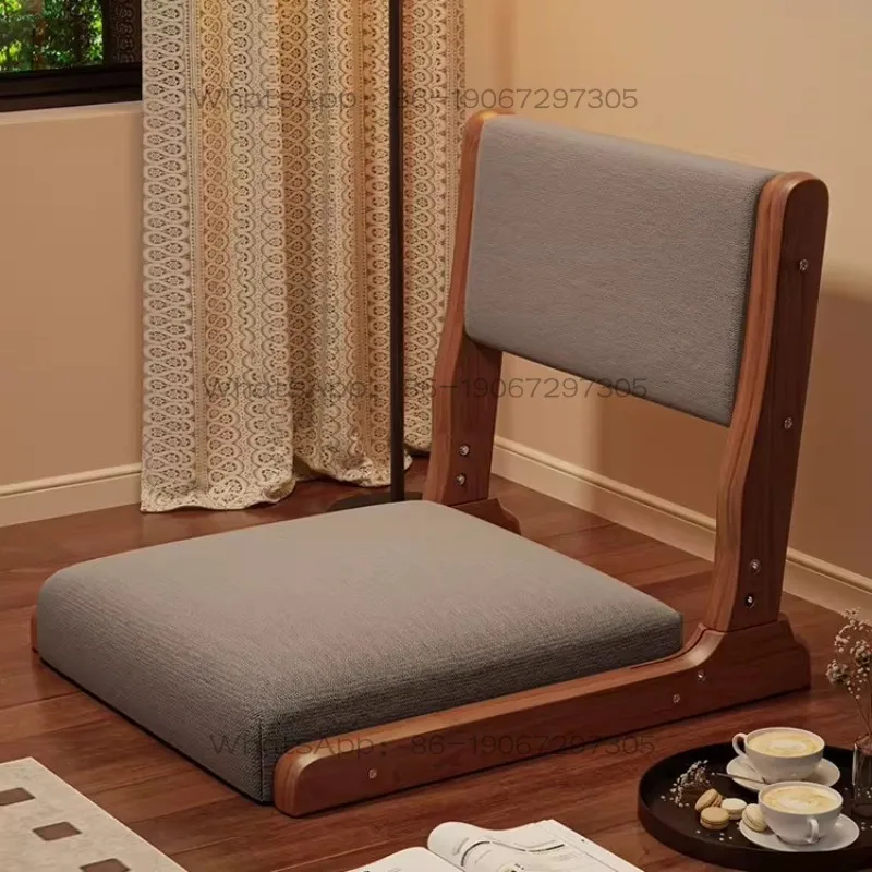 Household Folding Lazy Leisure Chair Solid Wood Single Chair Backrest Chair Living Room Tatami