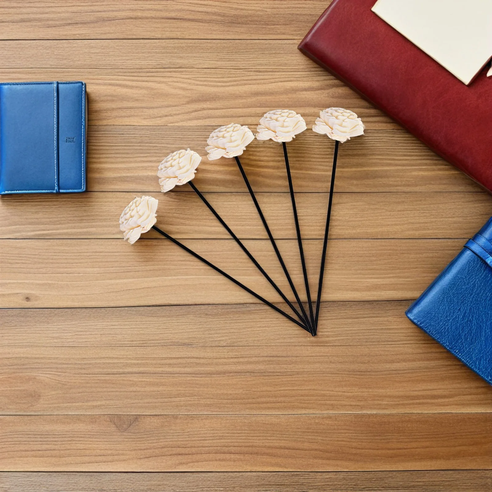 

5pcs Rattan Diffuser Sticks Aroma Reed Refill Flower Design Fragrance Diffuser For Home Bedroom Office Yoga Room Decor