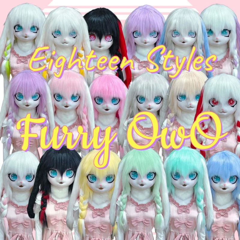 

Fursuit Kigurumi Headsets Furry Cosplay Costumes Comiket Furries Rubbit Doll Cat Comiket Furries Doll Lop Rabbit 18 Styles