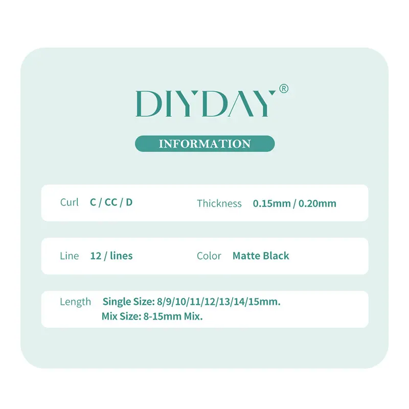 DIYDAY-Extensión de pestañas individuales planas, 0,15, 0,20 puntas divididas, súper más suaves, elipse plano, clásico, suministros de pestañas postizas, pestañina alargador