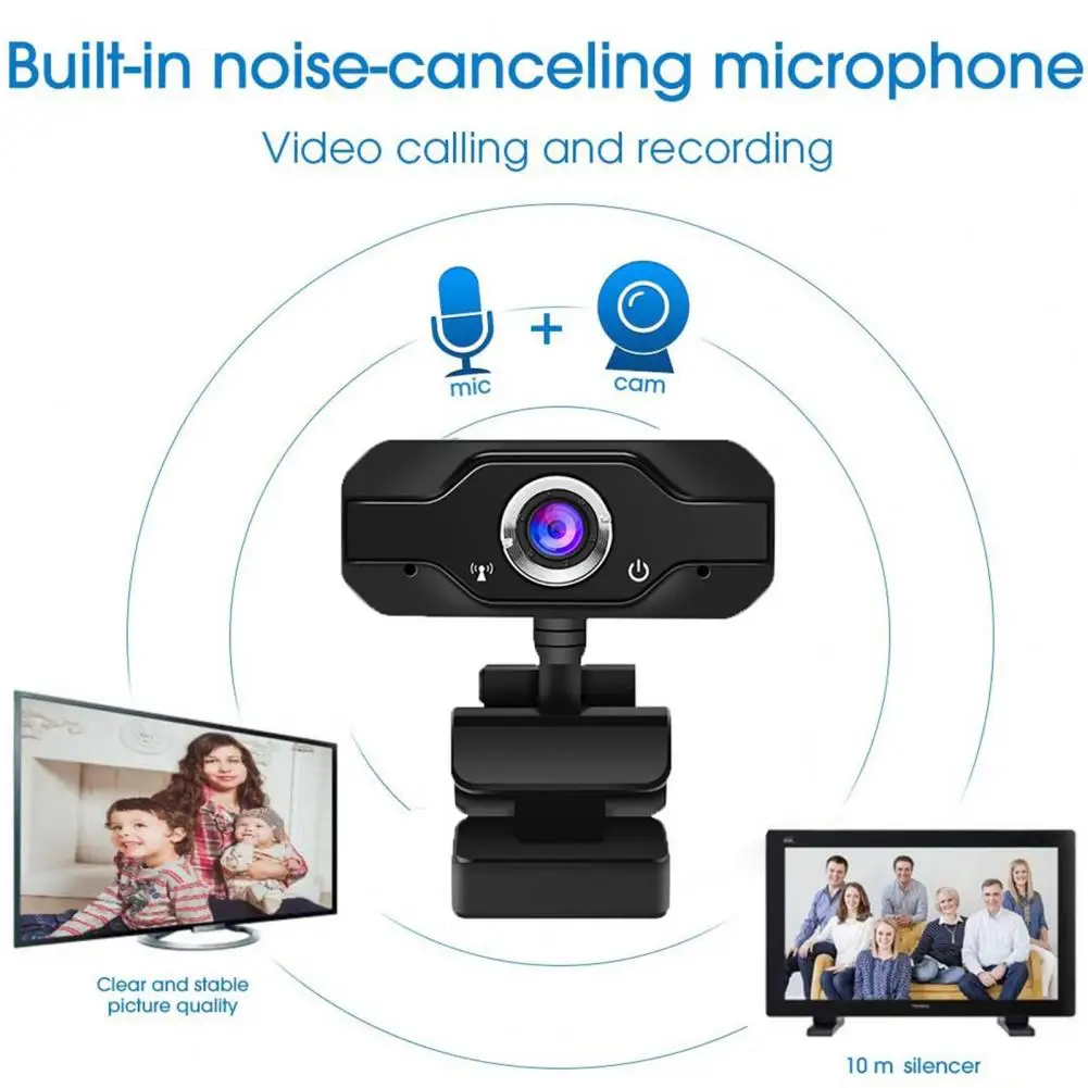 

USB Webcam Practical Wide Compatible Black Color Laptop Live Streaming Widescreen Webcam for Household