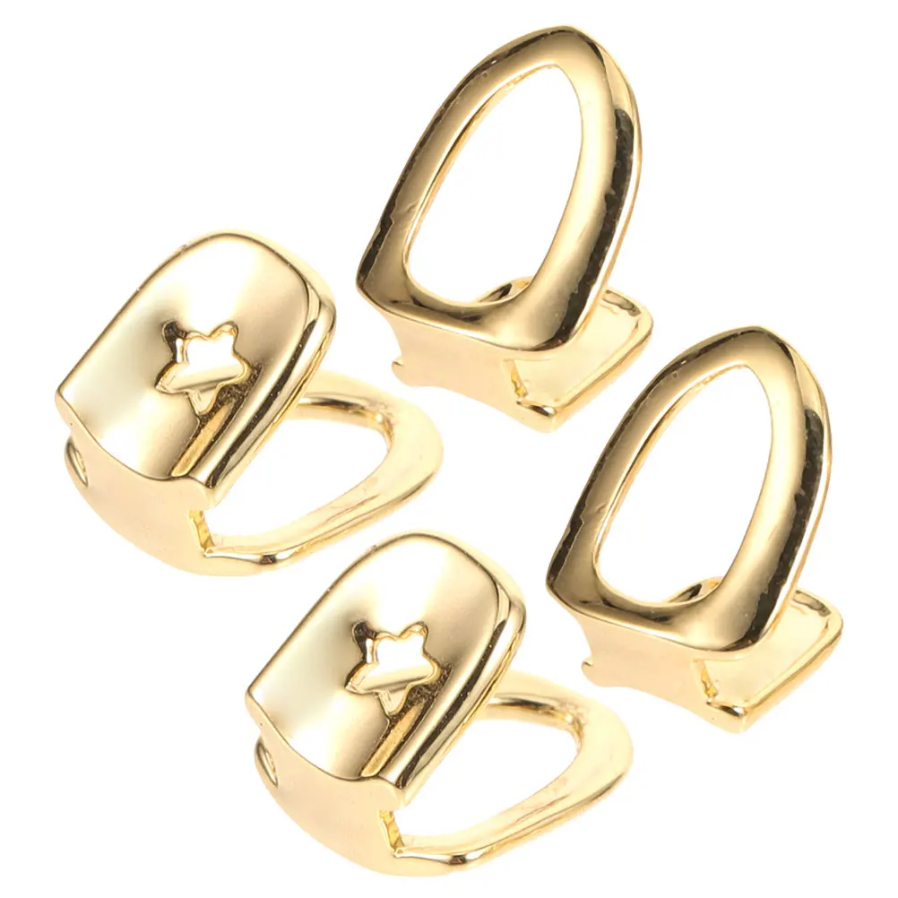 

4pcs Golden Teeth Cap Copper Fake Grill for Rappers Cosplay Party Accessories Material HipHop Supplies
