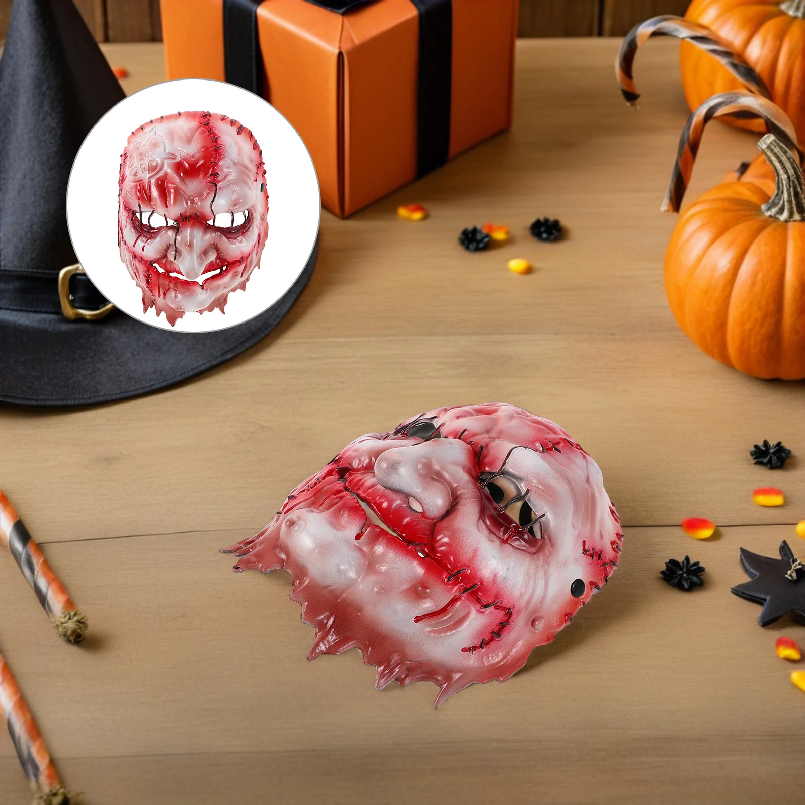 

Realistic Eva Witch Horror Mask Halloween Scary Cosplay Carnival Creepy Masquerade Costume Props Horror Mask Scary Masks
