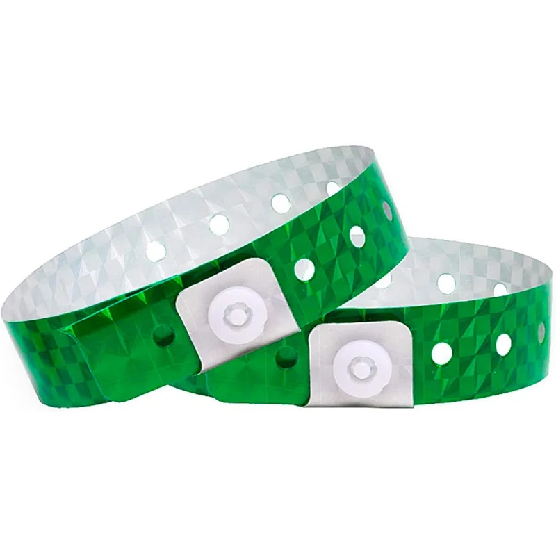 

50/100pcs DDJOY Holographic Plastic Wristbands Silver Vinyl Wristbands for Events Parties For Party