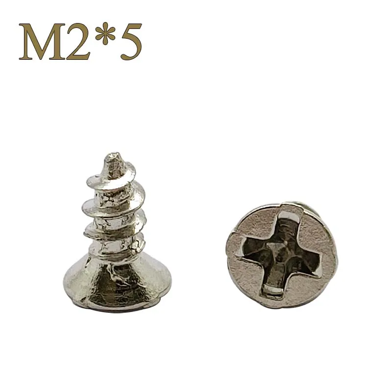 【M2*5】Silvery Screw, Flat Head Phillips Wood Screw Electroplating Silvery Nickel-Plated Carbon Steel