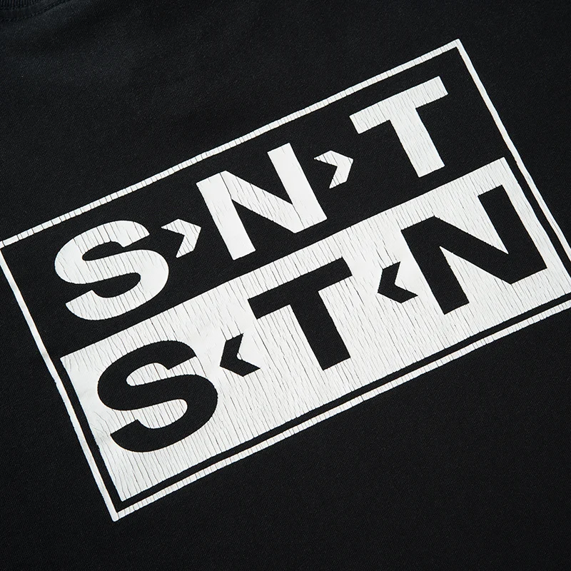 Saint Front Back Letter Print Long Sleeve T Shirt Men Women Solid Color Oversized Tee Unisex Hip Hop Streetwear Casual