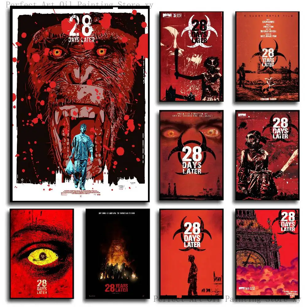 Horror Movies 28 Days Later Poster Self-adhesive Art Room Entrance Restaurant Wall Decor Art Painting