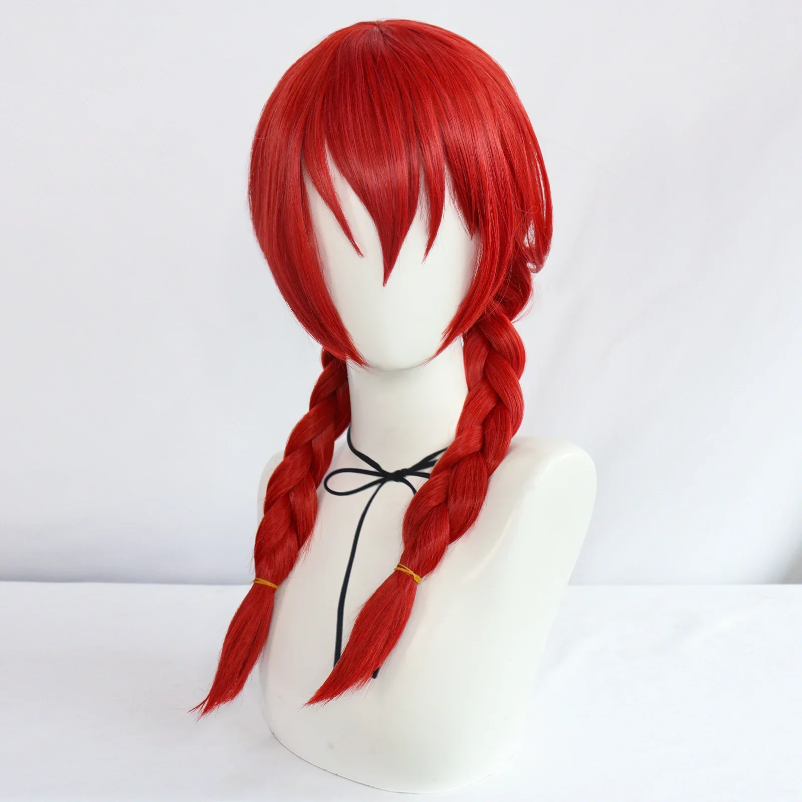 20inch Braid Anime Blend S Long Synthetic Red Pigtail Amano Miu Costume Cosplay Wig for Halloween Christmas School Thanksgiving